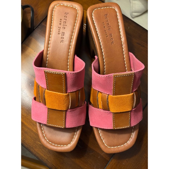Bernie Mev Shoes - NEW Bernie Mev Platform Slide Sandals Womens Euro 39 US 8 Pink Orange Wood Block
